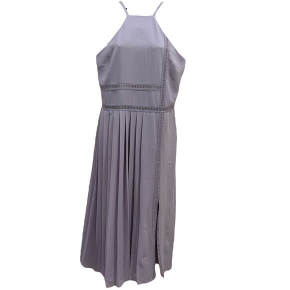 Ted Baker Camylie Lace Insert Asymmetric Pleat Midi Dress - Picture 2 of 7